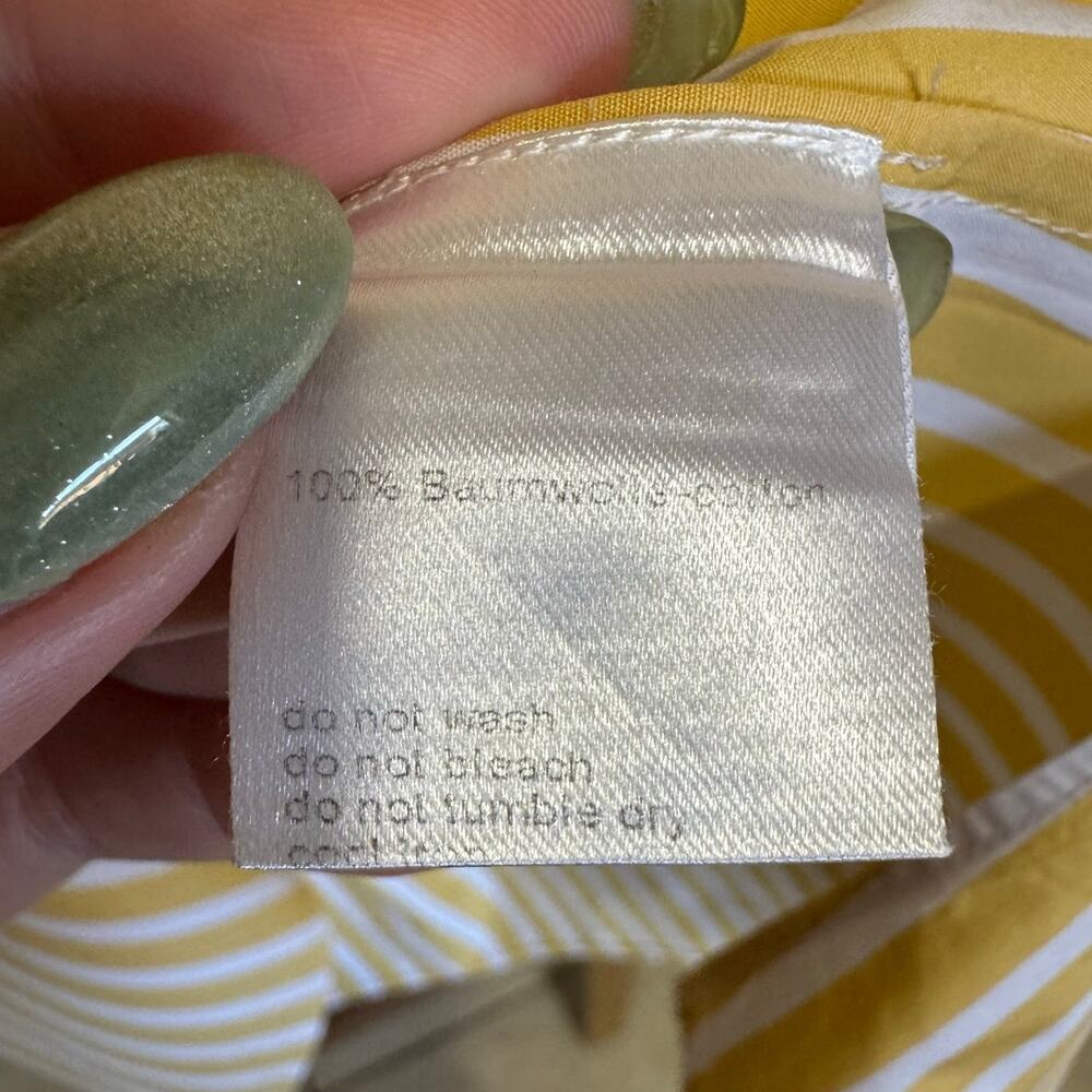 Akris Punto Kodak Stripe Poplin Blouse Kimono Sleeve Yellow White Size 2 - Picture 7 of 9